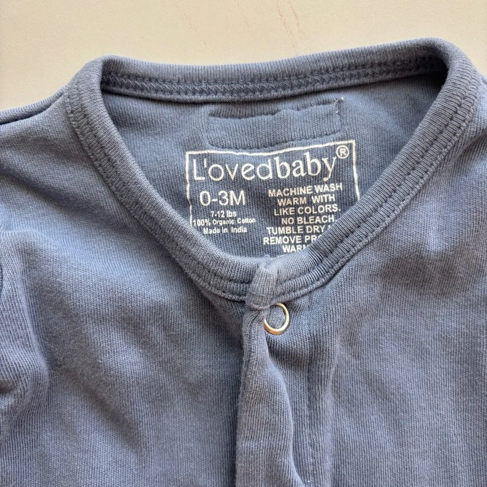 L'ovedbaby Slate‎ Blue Snap Up Footed Pajamas Size 0-3M Gender Neutral Cottage
